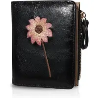 OEM Portefeuille en simili cuir pour femme avec 6 compartiments pour cartes et une fenêtre pour carte d'identité - Petit sac en simili cuir portable avec fermeture à glissière