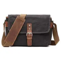 OEM Sacoche pour appareil photo en toile cirée imperméable, style rétro, à bandoulière, intérieur rembourré, noir, taille unique.