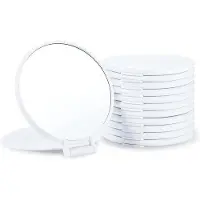 OEM Miroir compact jetable - Cadeau pour les invités - Verre simple - 12 pièces - Blanc