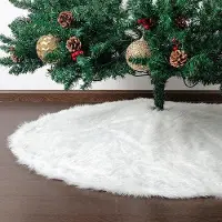 OEM Décoration de sapin de Noël en peluche blanche imitant la neige fraîche, housse festive pour sapin, couverture pour sapin de Noël (90 cm)