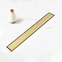 OEM Siphon de douche linéaire - Panneau de carrelage 2-en-1 - Or - 1524 cm - Écoulement rapide de l'eau