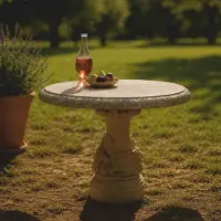Casa Padrino Table de jardin de style baroque, beige, Ø 90 x H 75 cm - Mobilier de jardin de style baroque