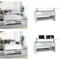 vidaXL Table basse haute brillance blanche, 80x50x40 cm, en panneaux de particules - Table basse - Tables basses - Table d'appoint - Table de salon