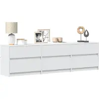 Prolenta Maison Exclusive - Meuble TV avec éclairage LED, blanc, 180 x 34 x 50 cm, aggloméré