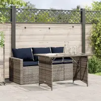 Prolenta Maison Exclusive - Ensemble de salle à manger de jardin 2 pièces avec coussins, gris, rotin synthétique