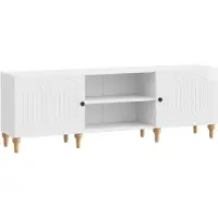 Syfax Meuble TV Blanc brillant 150 x 31 x 50 cm Bois d'ingénierie