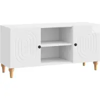 Syfax Meuble TV Blanc brillant 102 x 34,5 x 50 cm Bois d'ingénierie