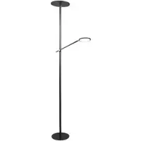 FABAS LUCE Regina - Lampadaire Led Noir En Métal H.180 Cm - 2 Lumières De 36W Et 12W Avec Led Intégrée 3000K