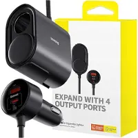 Baseus High Efficiency Pro 2X prise allume-cigare avec chargeur Usb-A Usb-C 30W - Noir