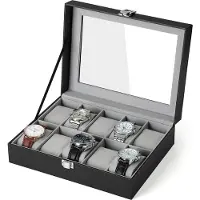 Songmics Boîte organisatrice de montres noire MODERN