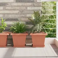 Prolenta Maison Exclusive - Lot de 6 pots de fleurs rouge brique 28,5 x 28,5 x 22 cm en plastique