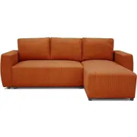 Generique Canapé d'angle convertible 3 a 4 places PHARELL - Tissu velours cotelé terracotta - Réversible - L 224 x P 155 x H 85 cm