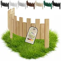 Pemicont Floranica Bordure de potager bois 100 x 20 cm, Naturel – découpe en créneaux, pin, trois piquets intégrés