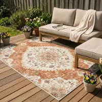 FRAAI Tapis d'extérieur vintage | Santo Mandala Terra | 80x150cm | Terracotta | Rectangulaire | Tapis d'extérieur
