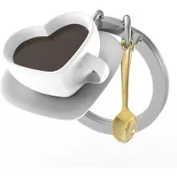 Metalmorphose Porte-clés Love Café, Argent, Marron, Blanc, Or