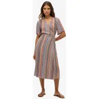 Superdry Printed Wrap Short Sleeve Dress Multicolore XS Femme