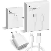 Apple iPhone 13 - 12 - 11 Chargeur original - 20W USB-C Power Adapter (adaptateur secteur) + 1m Lightning to USB-C Cable charge - emballage d'origine