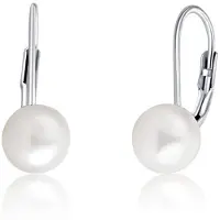 JVD Boucles d'oreilles en argent avec perles réelles SVLE0476XD2P1 - Diamètre : 0.9 cm, (Argent)