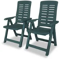 vidaXL Chaises de jardin réglables 2 pcs. Plastique Vert