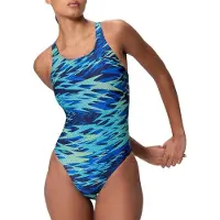 Speedo Hyperboom Print Medalist Swimsuit Bleu UK 36 Femme