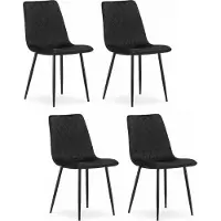 Extreme Furniture Chaise Komodee SCANNO - 4 Pieces - NOIR - Tapisser en velours 53 x 45 x 89 cm