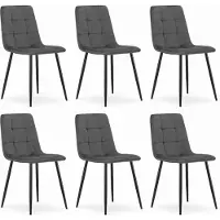 Extreme Furniture Chaise Komodee CETARA - 6 Pieces - GRIS FONCÉ - Tapisser en velours 51 x 45 x 87 cm
