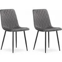 Extreme Furniture Chaise Komodee SCANNO - 2 Pieces - GRIS FONCÉ - Tapisser en velours 53 x 45 x 89 cm