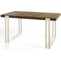 Alpi Möbel Table de salle à manger rectangulaire ROSA, dimensions : 140 x 80 x 77 cm, table de salon, couleur : LEFKAS, avec pieds en métal de couleur blanche