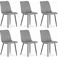 Extreme Furniture Chaise Komodee ORSARA - 6 Pieces - GRIS CLAIR - Tapisser en velours 51 x 43 x 90 cm