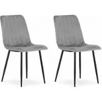 Extreme Furniture Chaise Komodee ORSARA - 2 Pieces - GRIS CLAIR - Tapisser en velours 51 x 43 x 90 cm