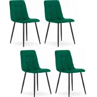 Extreme Furniture Chaise Komodee CETARA - 4 Pieces - VERT FONCÉ - Tapisser en velours 51 x 45 x 87 cm