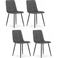 Extreme Furniture Chaise Komodee CETARA - 4 Pieces - GRIS FONCÉ - Tapisser en velours 51 x 45 x 87 cm