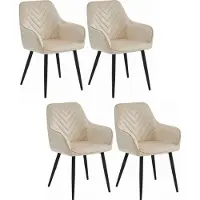 Extreme Furniture Chaise Komodee NEMI - 4 Pieces - BEIGE Tapisser en velours 61 x 54 x 84 cm
