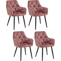 Extreme Furniture Chaise Komodee IRGOLI - 4 Pieces - ROSE Tapisser en velours 62 x 56 x 84 cm