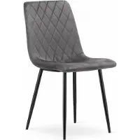 Extreme Furniture Chaise Komodee SCANNO - 1 Pieces - GRIS FONCÉ - Tapisser en velours 53 x 45 x 89 cm