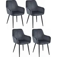 Extreme Furniture Chaise Komodee OSILO - 4 Pieces - GRIS FONCÉ - Jambes en métal noir 46 x 55 x 84 cm