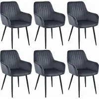 Extreme Furniture Chaise Komodee OSILO - 6 Pieces - GRIS FONCÉ - Jambes en métal noir 46 x 55 x 84 cm
