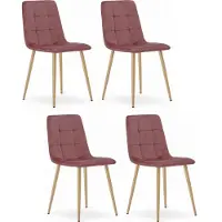Extreme Furniture Chaise Komodee CETARA - 4 Pieces - ROSE Tapisser en velours 51 x 45 x 87 cm