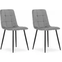 Extreme Furniture Chaise Komodee CETARA - 2 Pieces - GRIS CLAIR - Tapisser en velours 51 x 45 x 87 cm