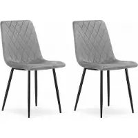 Extreme Furniture Chaise Komodee SCANNO - 2 Pieces - GRIS CLAIR - Tapisser en velours 53 x 45 x 89 cm