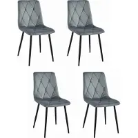 Extreme Furniture Chaise Komodee BOSA - 4 Pieces - GRIS CLAIR - Pieds en métal 40 x 44 x 89 cm