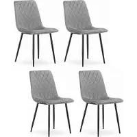Extreme Furniture Chaise Komodee SCANNO - 4 Pieces - GRIS CLAIR - Tapisser en velours 53 x 45 x 89 cm