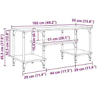 vidaXL Meuble TV noir imitation chêne 102 x 35 x 45,5 cm