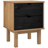 vidaXL Table de chevet OTTA Noir 45 x 39 x 57 cm Bois de pin massif
