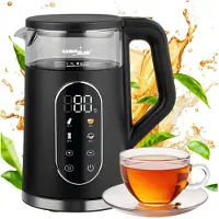 Greenblue Bouilloire sans fil , capacité de 1,7 l, récipient en verre, écran facile à lire, sélection de la température, 2200 W, GB670 B