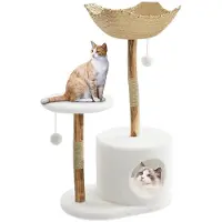 StarTech.com Arbre à chat en bois - Tour d'escalade/arbre à griffer - 1 plate-forme - 2 niveaux - Tronc à griffer - Lit - Pour chats d'intérieur