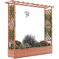 StarTech.com Jardinière surélevée en bois - Bac à fleurs avec treillis - Autoportante - Avec trou de drainage - Pour plantes grimpantes - 196 x 44 x 182 cm