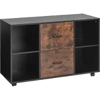 Vevor Armoire à dossiers mobile en bois à 2 tiroirs avec étagères ouvertes, couleur noire