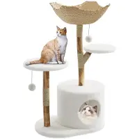 StarTech.com Arbre à chat en bois - Tour d'escalade - 2 niveaux - Poteau à griffer - Lit - Pour les chats d'appartement