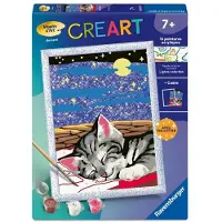 Ravensburger Kit de peinture par numéros, CreArt Kids Chat reve, 18x24cm, Dès 7 ans